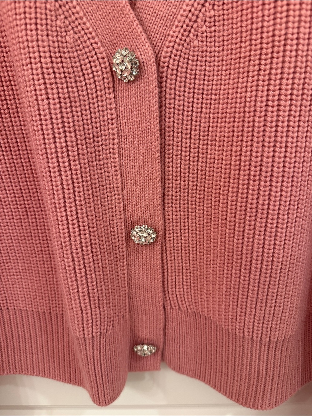 Cinq a Sept 5 7 mauve pink cardigan sweater with jeweled buttons large - Picture 3 of 5